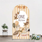 Lofaris One Silly Goose First Birthday Arch Backdrop Farm Themed Party with and Bear Rustic Storybook Decor Prop